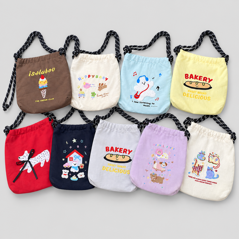 Nylon Print Drawstring Crossbody Bag