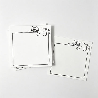 Line‑Art Cat Frame Non‑Sticky Notes