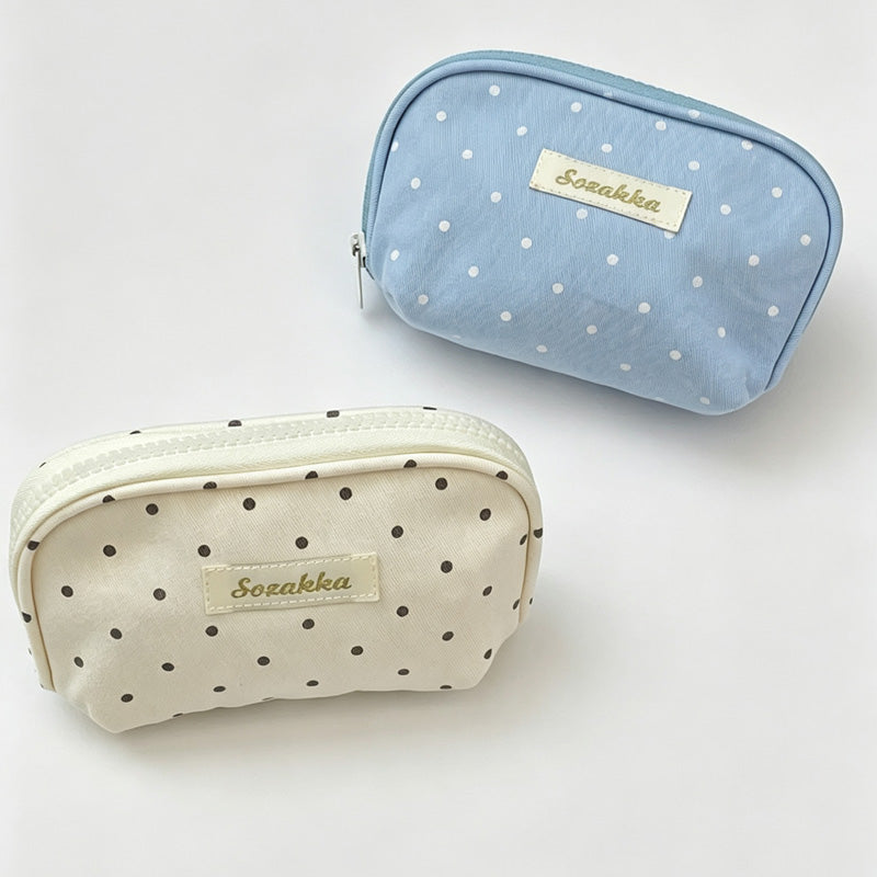 Polka Dot Shell Makeup Pouch Bag
