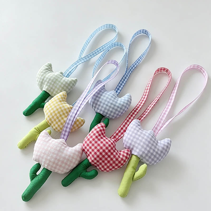 Gingham Tulip Bag Charm Keycha - Shopdayla Wholesale - #7426