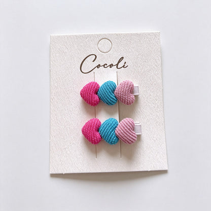 Fabric Heart Shape Hair Clips Ties