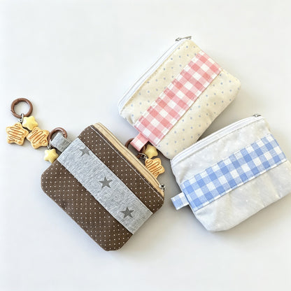 Plaid Spliced Mini Zipper Pouch
