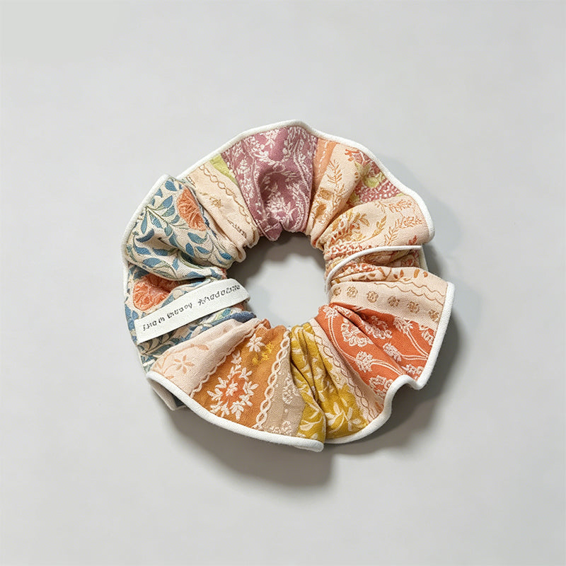 Bohemian Patchwork Floral Calico Scrunchie