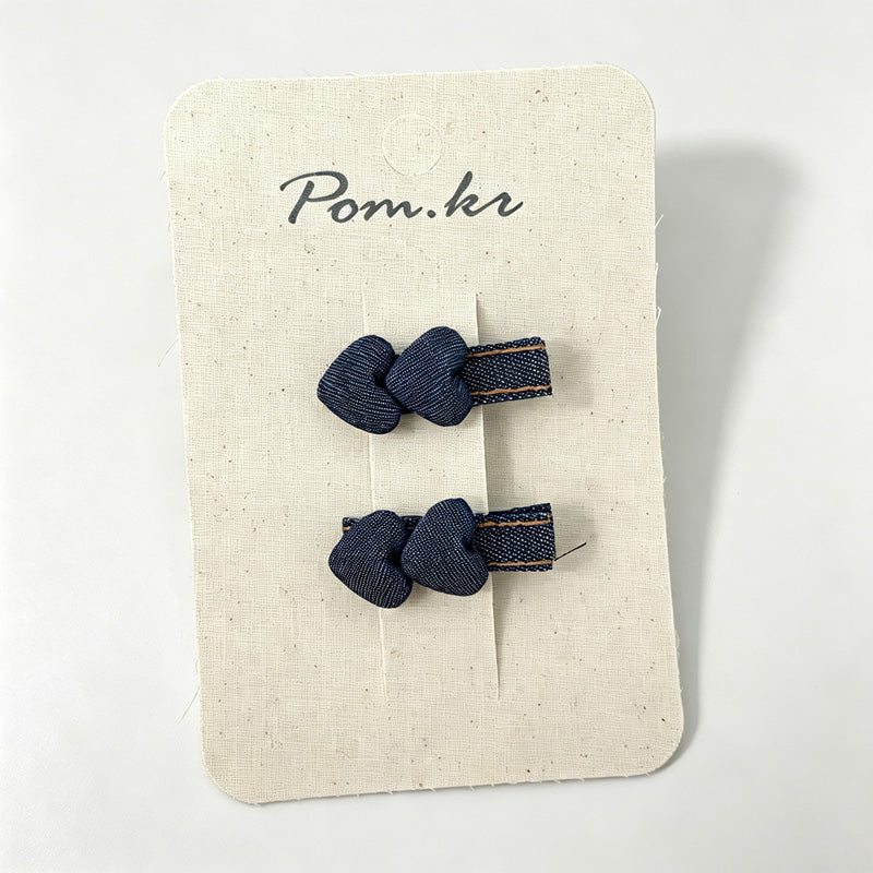Navy Bow Hair Clips
