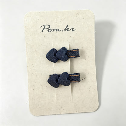 Navy Bow Hair Clips