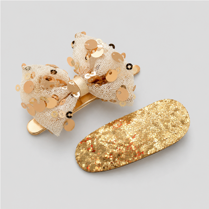 Gold Motif Hair Clip Set