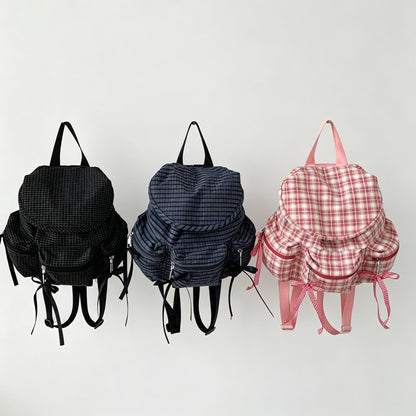 Plaid Print Drawstring Backpack