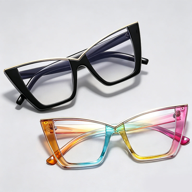 Metallic V-Brow Cat Eye Glasses