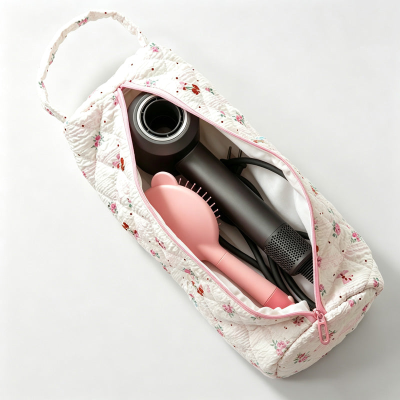 Quilted Floral Storage Pouch