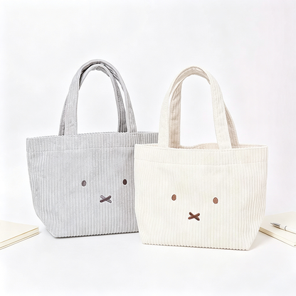 Bunny Embroidered Open Top Handle Bag
