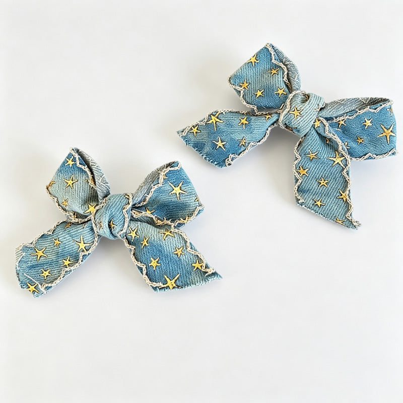 Denim Bow Hair Clip