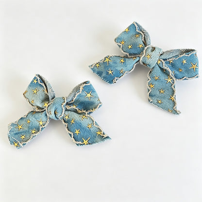 Denim Bow Hair Clip