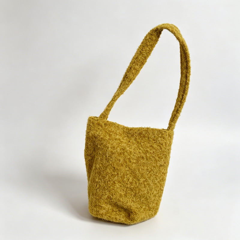Fuzzy Fleece Bucket Handle Bag