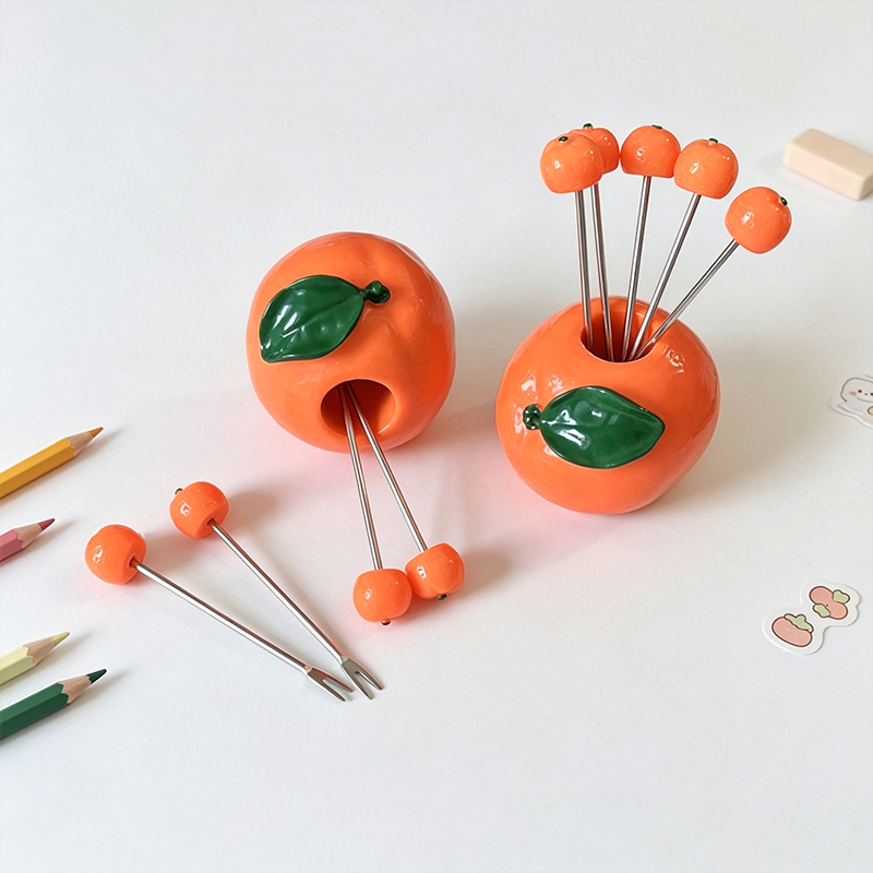 Orange Holder Fruit Forks