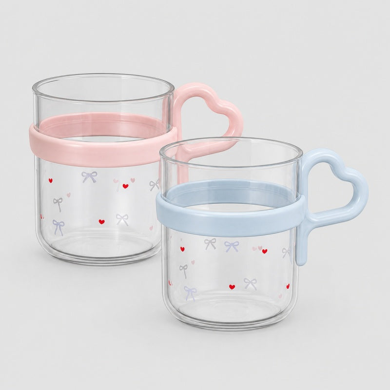 Bow Pattern Mouthwash Cup Heart Handle