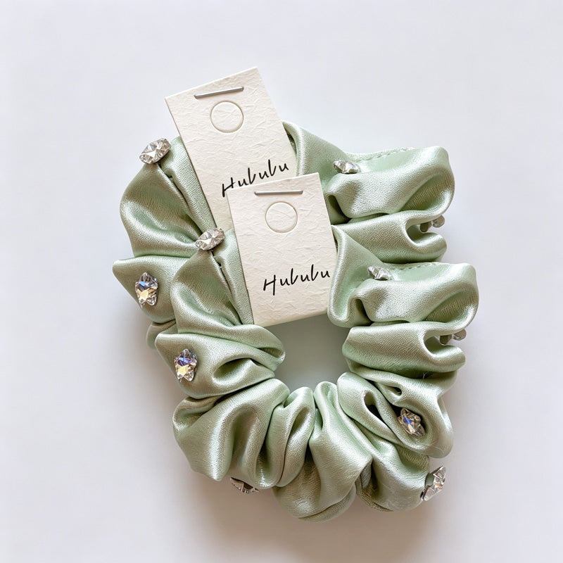 Shiny Fabric Rhinestone Scrunchie