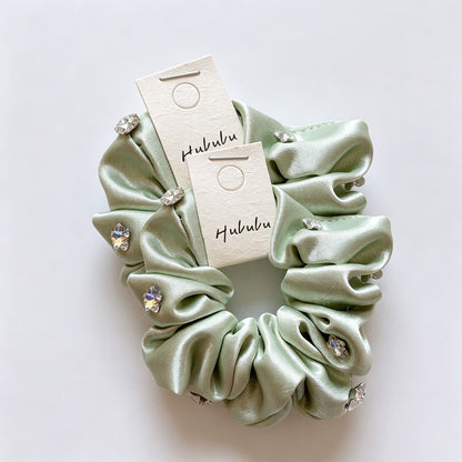 Shiny Fabric Rhinestone Scrunchie