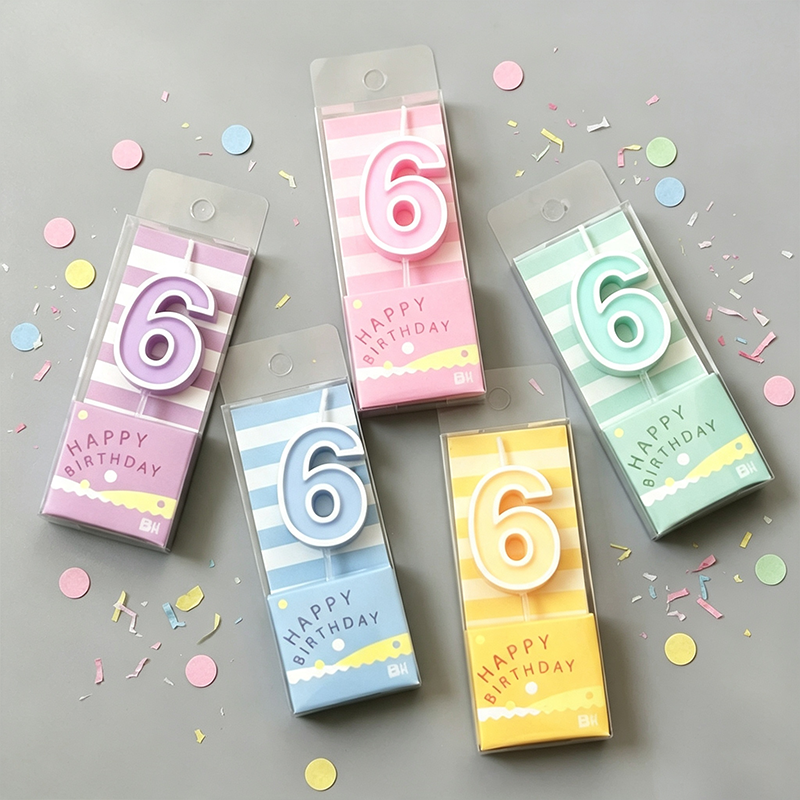 0-9 Pastel Candy Color Number Birthday Candles 10PCS Set