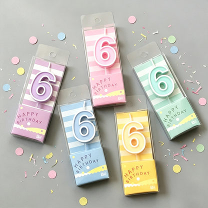 0-9 Pastel Candy Color Number Birthday Candles 10PCS Set