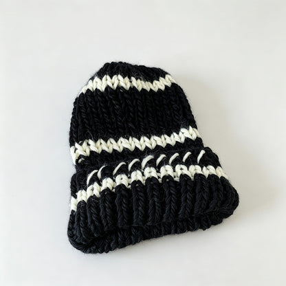 Striped Chunky Knit Beanie