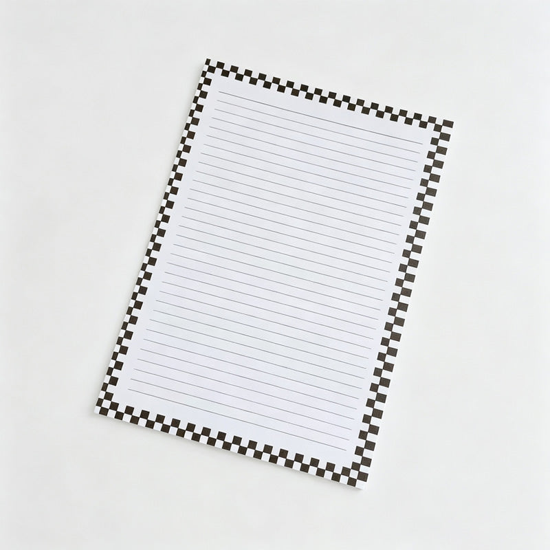 Checkerboard Border Non‑Sticky B5 Notepad