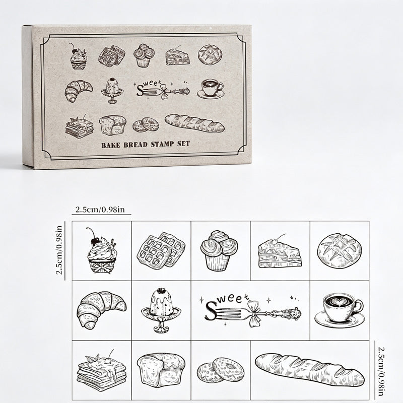 Wooden Baking Stamps 13 Piece Set