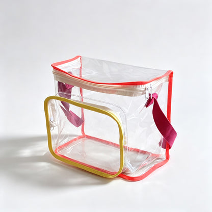 Color‑Trim PVC Crossbody Pouch