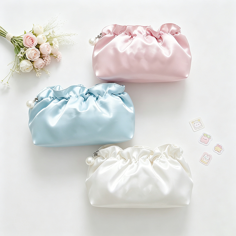 Satin Drawstring Cosmetic Pouch