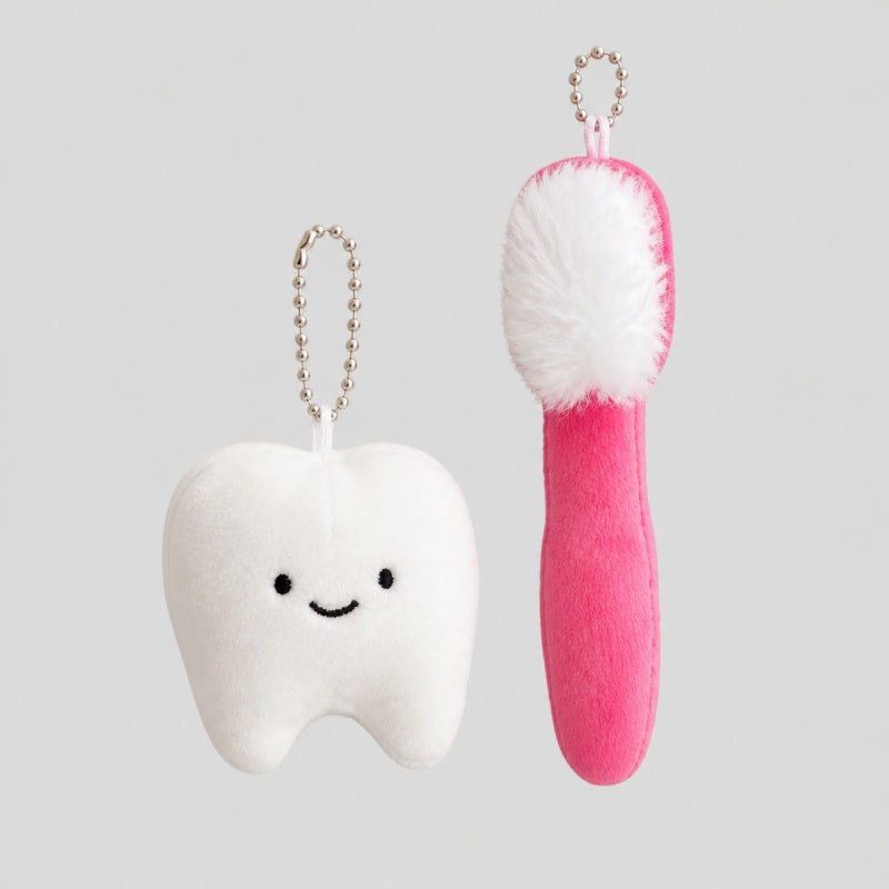 Tooth and Toothbrush Plush Keychain