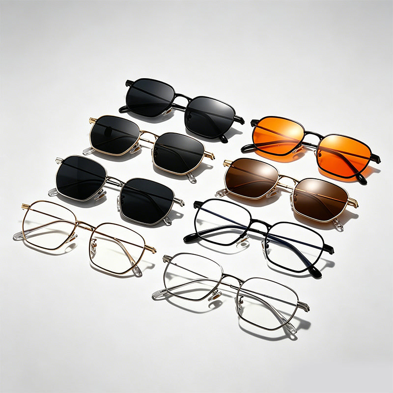 Slim Metal Irregular Rectangle Retro Sunglasses