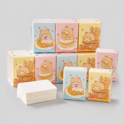 Pastel Bear Print Pocket Tissues Set