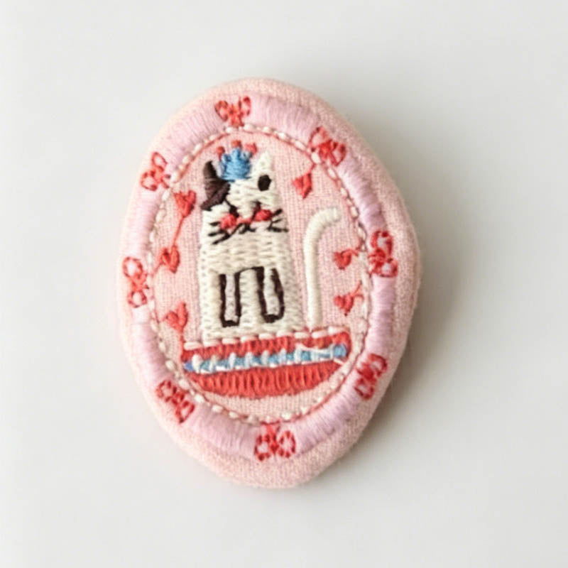 Refined Sweet Pink Cat Embroid - Shopdayla Wholesale - #8386