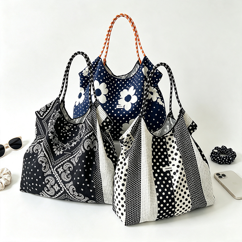 Ploka Dots Floral Print Tote Bag