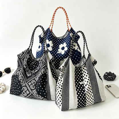 Ploka Dots Floral Print Tote Bag