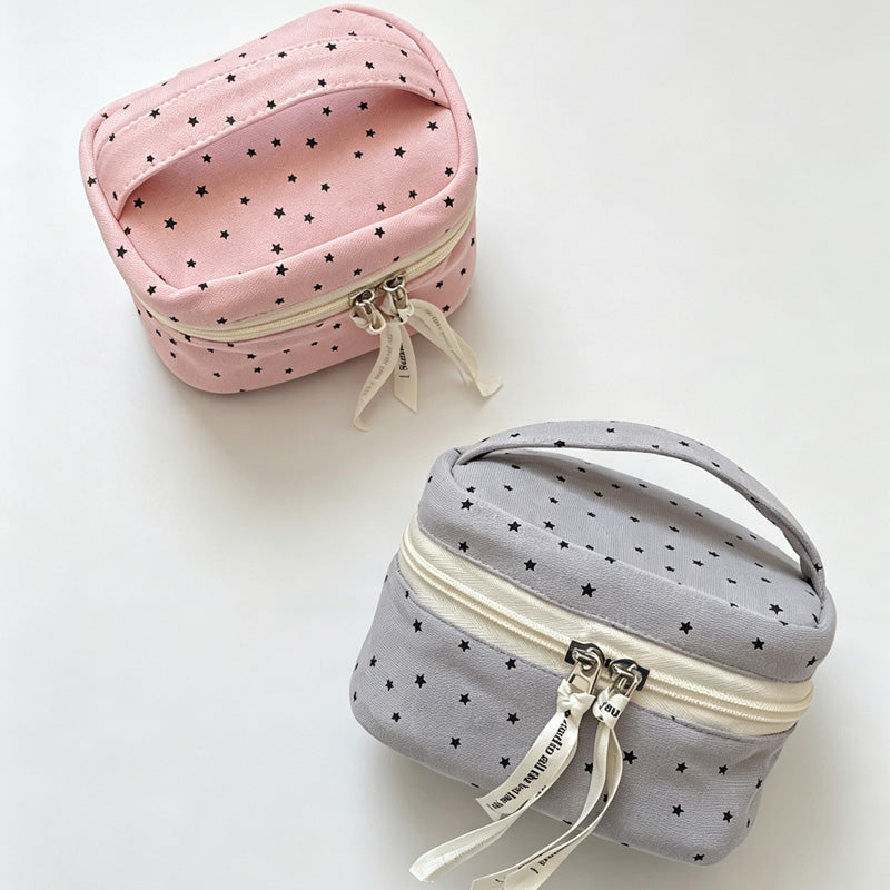 Handled Star Print Makeup Bag