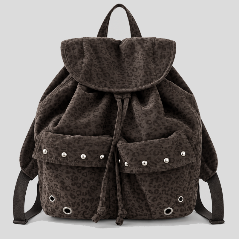Large Drawstring Leopard Backpacks
