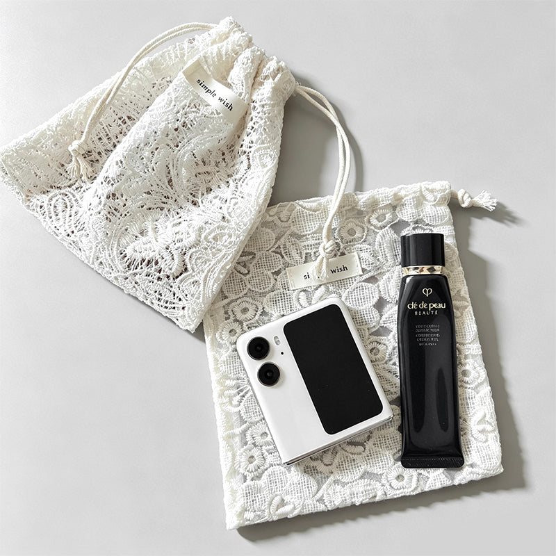Retro-style Cotton Lace Embroidery Drawstring Storage Pouch
