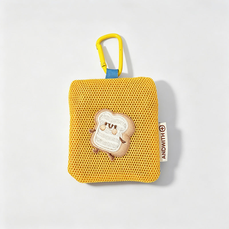 Toast Embroidery Mesh Zip Pouch