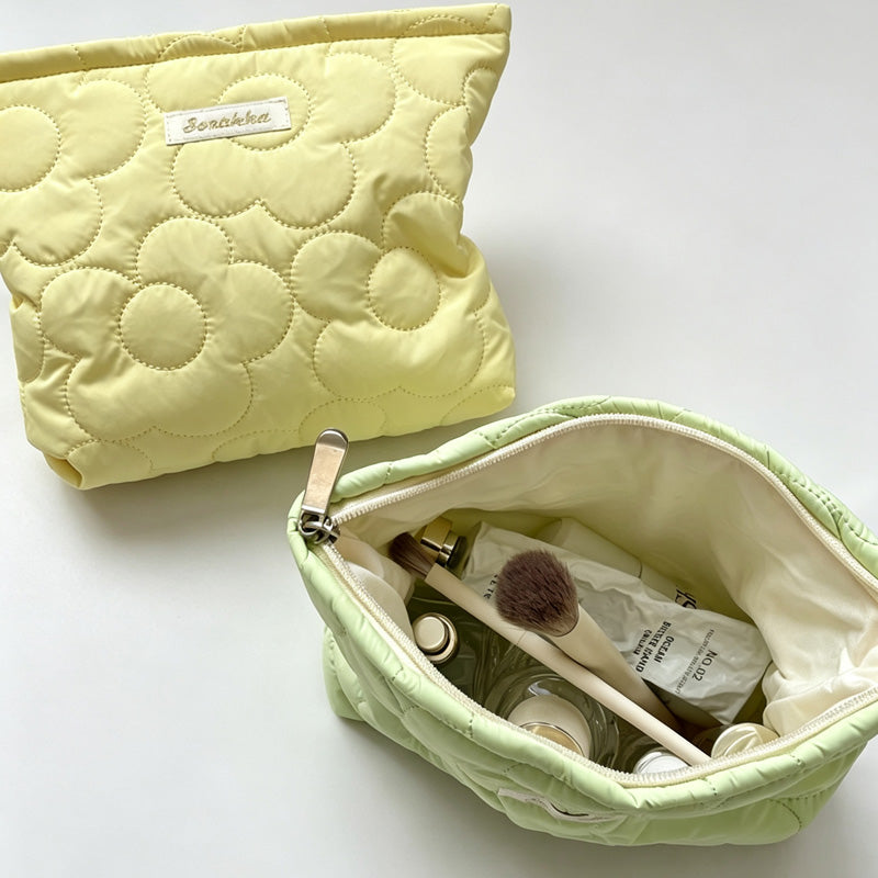 Quilted Flower Cosmetic Pouch