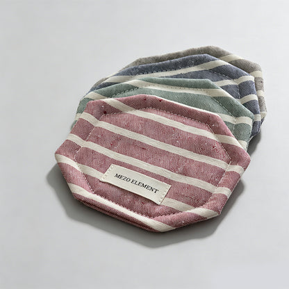 Striped Linen Blend Fabric Placemat & Coaster