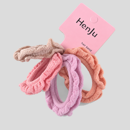 Ruffled Fabric Hair Ties Set