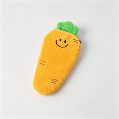 Vegetable‑Shaped Plush Zipper Pencil Pouch