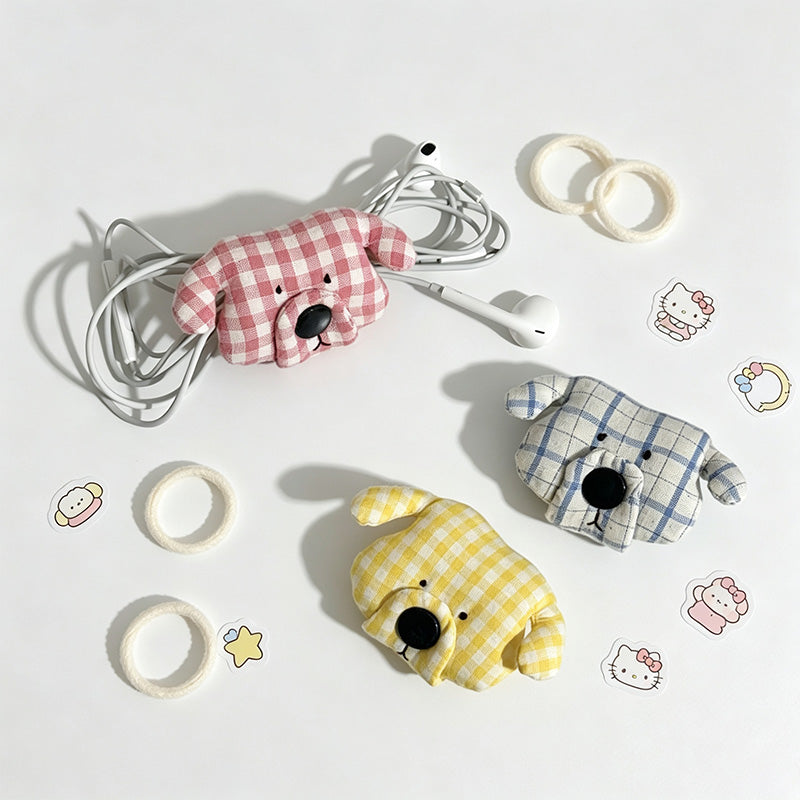 Checkered Puppy Cable Organizer Cord Holder