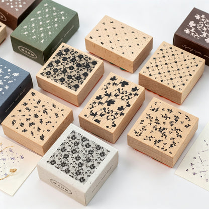 Beech Wood Floral Pattern Rubber Stamp