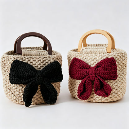 Bow Crochet Handle Bag