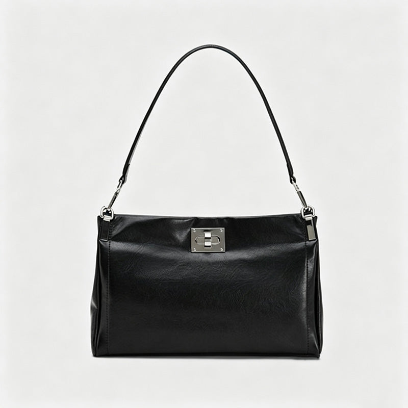 Rectangular Turn Lock Shoulder Bag
