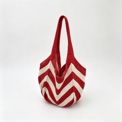 Chevron Stripe Knit Tote Bag