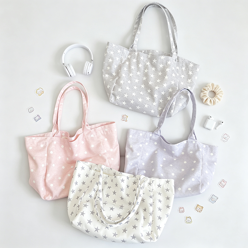 Star Dots Print Tote Bag