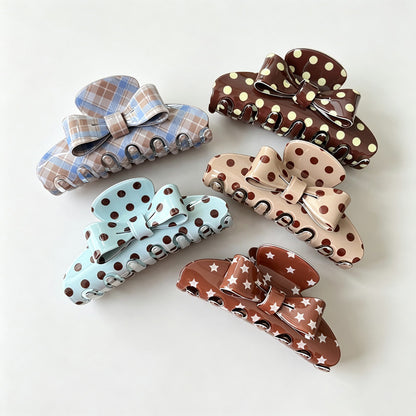 Polka Dot Bow Decor Hair Claw Clip