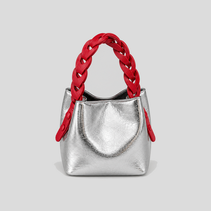 Trapezoidal Cracked Chain Handle Handbag